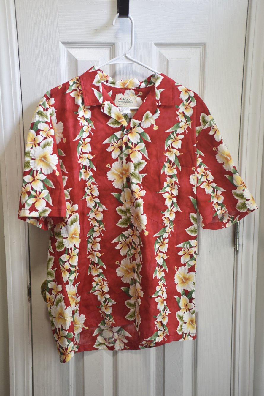 Royal Hawaiian Creations Hawaiian Floral Shirt Red Cotton L LSC480